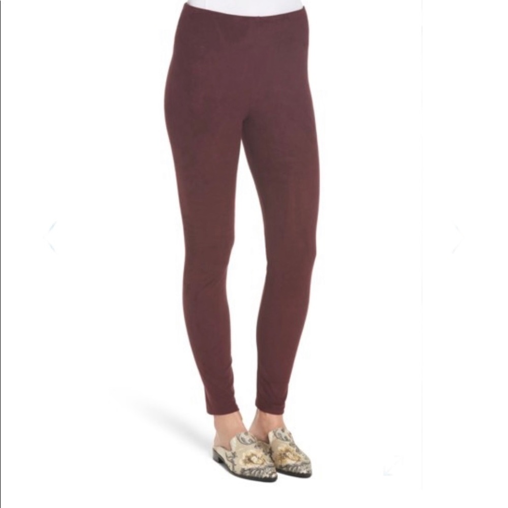 NWT Lyssé High Waist Burgundy Suede Leggings